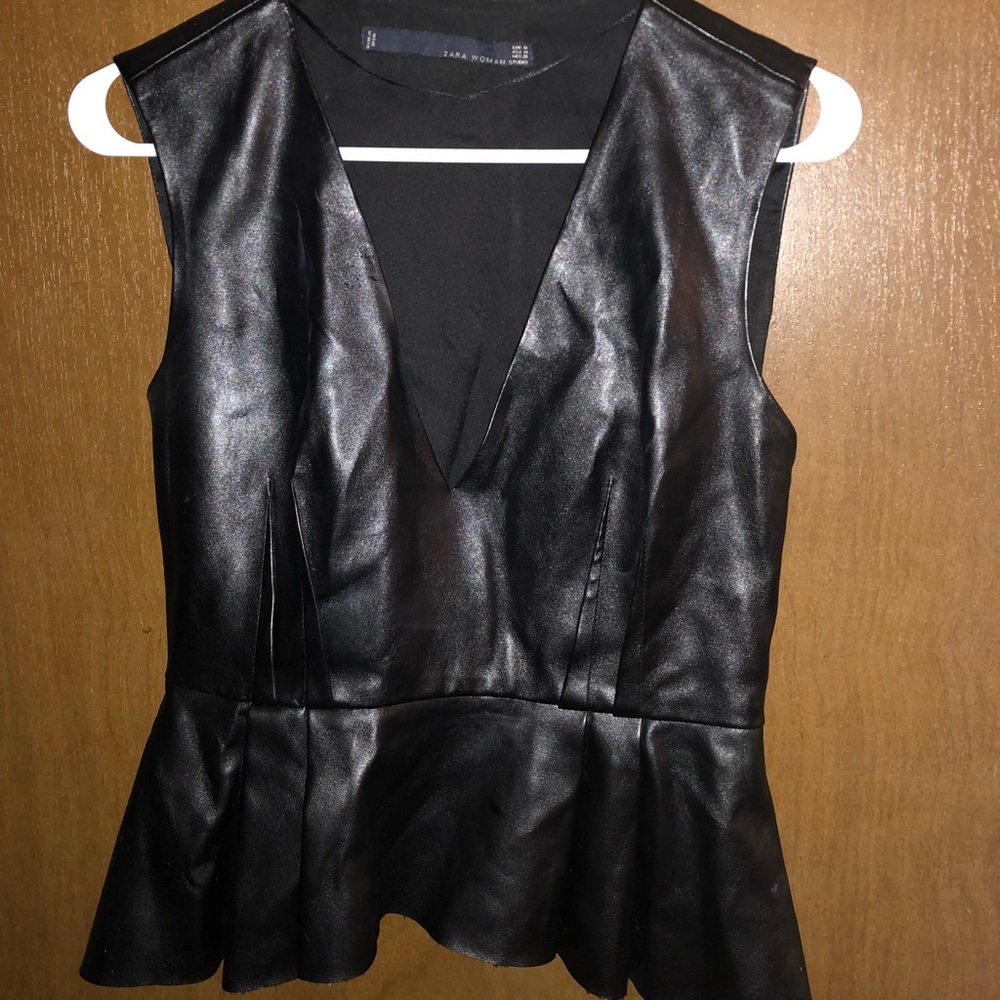 Zara Peplum pleather top